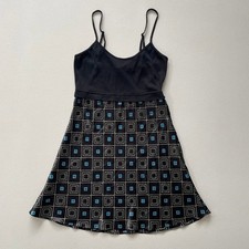 Vintage 90's Victoria's Secret Patterned Mini Slip Dress Sz S Geometric Grunge