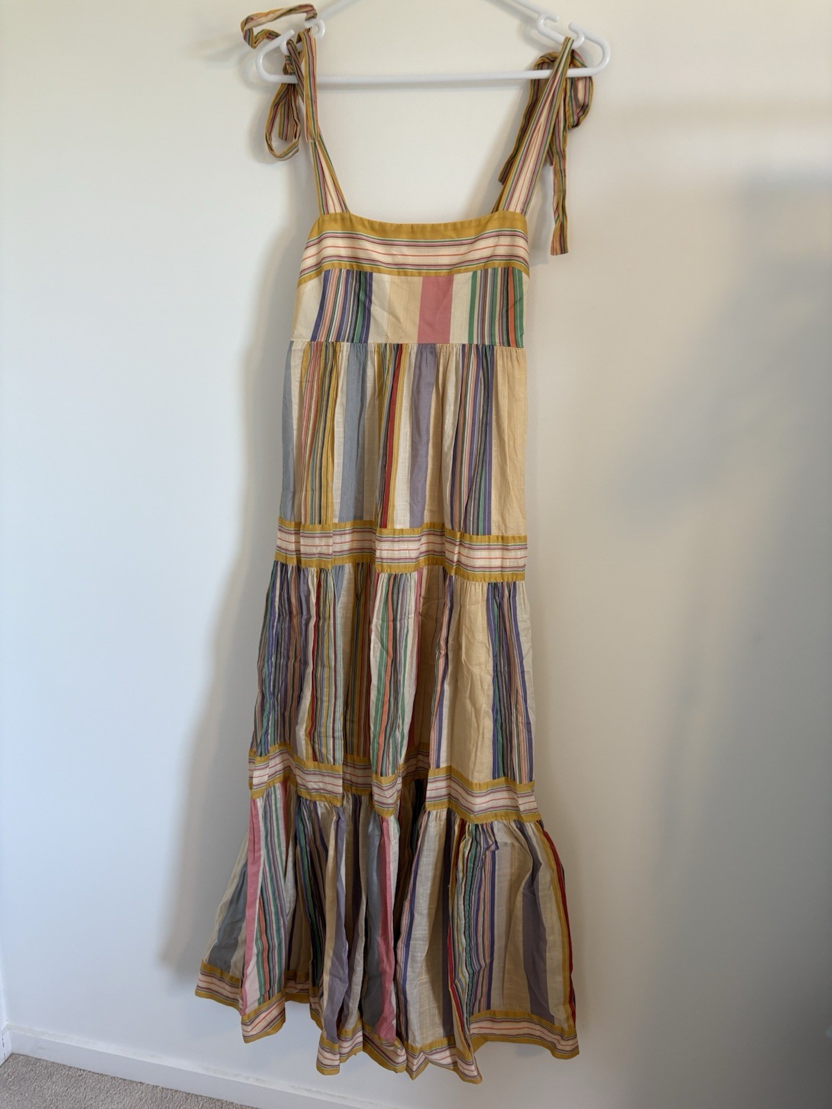 zimmermann Dress Size 2 / AU 12 / US 8 Mae Tie Shoulder Sundress Midi Stripe