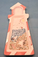 lighthouse chip and dip serving plate coastal beach decor 15" ceramic tray