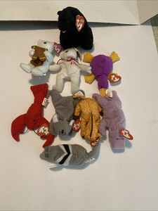 lot of 9 vintage ty beanie babies