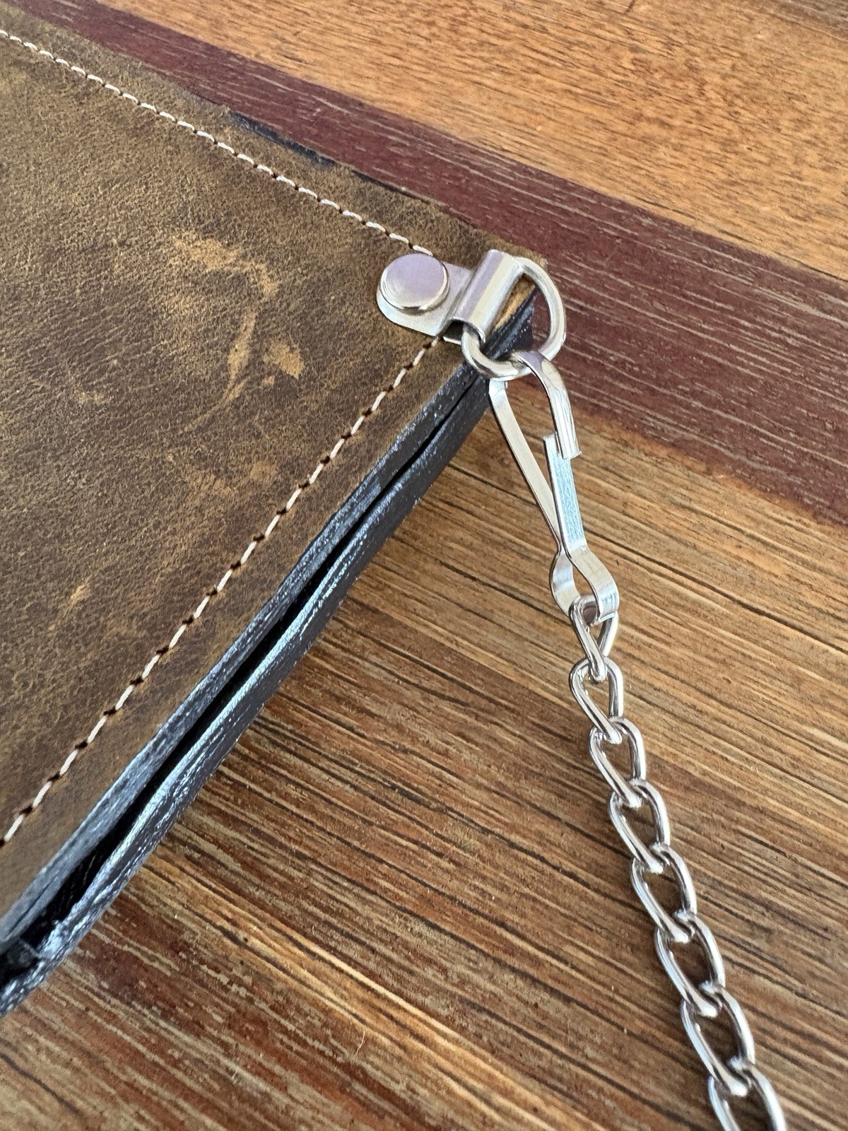 Leather Wallet Chain Mens Brown Western Bifold Wallet 6.5” X 3.5” Never Used