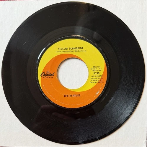 The Beatles  Yellow Submarine/Eleanor Rigby Capitol White Subsidiary Print 45
