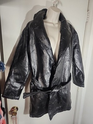 Maxam Vtg  Brand Italian Mosaic Leather Jacket  M Black Top Grain Lambskin Women