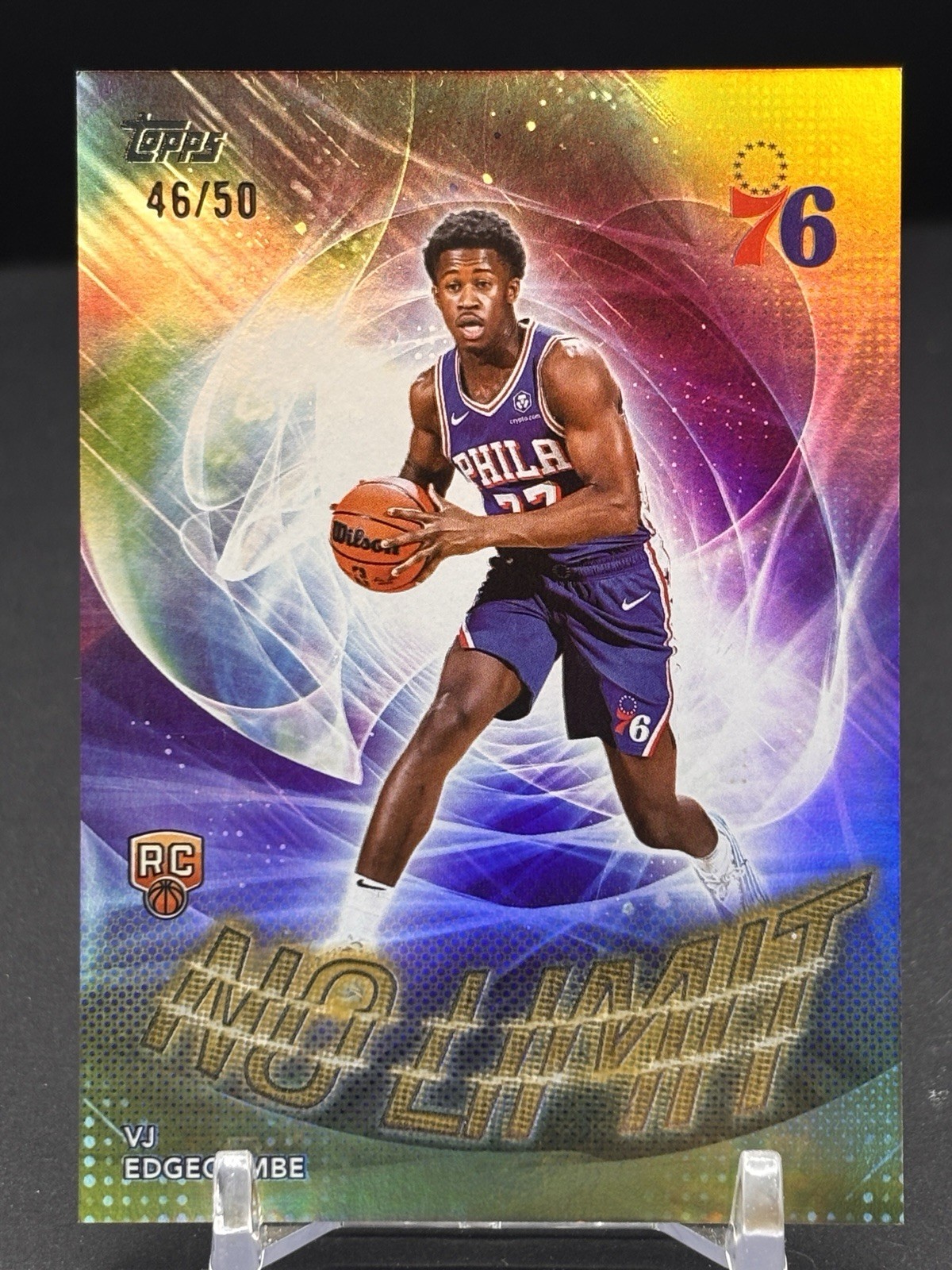 2025-26 Topps No Limit VJ Edgecombe Rookie RC Gold Rainbow /50 SP #NL-3 76’ers