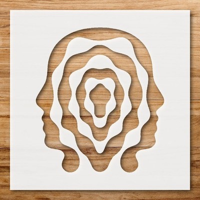 Layered Faces Silhouette Wall Art Reusable Plastic Stencil - StencilAir