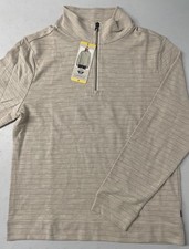 Dockers Men's Quarter 1/4 Zip Regular Textured Pullover BEIGE SMALL Striped NEW