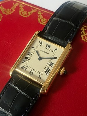 Cartier Tank Louis Armbanduhr, ''Paris'', Vintage, 750er Gold, mit Box, Unisex