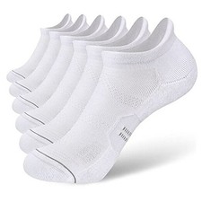 6 Pack Women's Ankle Running Socks Cushioned Low Cut Tab Athletic Small White