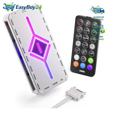 Lüfter Hub ARGB PWM 20 Effekte Farb-Lernmodus 9x 4-Pin 9x 5V 3-Pin RGB