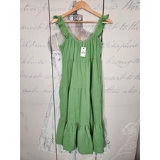 NWT Marine Layer Jude Flutter Sleeve Dress Jade Sheen Green Cotton Midi Small