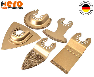 5-tlg. Hartmetall Schleifplatte Segmentsägeblatt Raspel SET Multimaster HERO