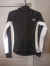 TYR Alliance Warm Up Jacket Full Zip Hoodie Womens XS Black White Youth L NEW!