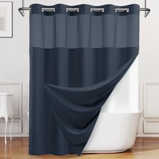 No Hook Shower Curtain with Snap in Liner, 71"W x 74"L Pack of 1 Navy