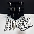 Vintage Costume Jewelry Lot Black,white,silver And Gold.