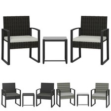 Outsunny Rattan Bistroset, 3 teiliges Gartenmöbel-Set mit 2 Gartenstühlen