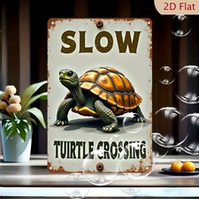 Charming Turtle Crossing Vibrant Fade Tin Metal Signs Home D cor 8x12