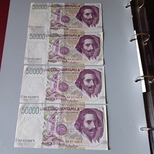 Banconote Da Collezione 50 000 Lire Bernini Serie AA X 4 Consecutive Lotto Z3 