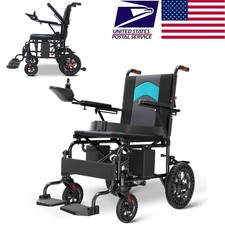 Foldable Electric Power Wheelchair Lightweight Mobility Aid Motorized 24V 12AH