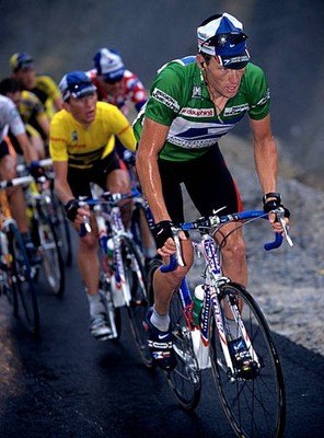 Lance Armstrong leads teamate Tyler Hamilton on stage six 2000 Dau- Old Photo