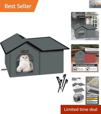 Cat House for Outdoor Cats, Weatherproof and Insulated Feral Cat House with M...