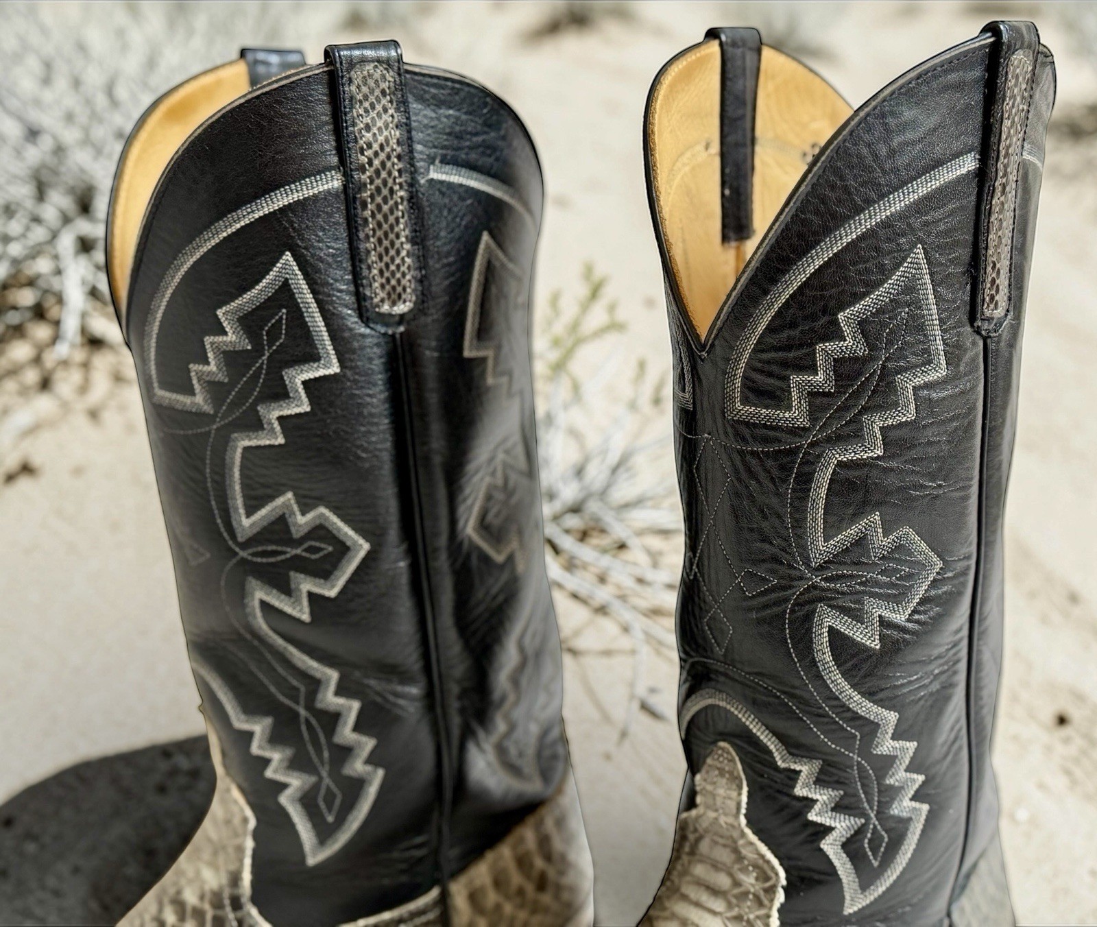 Vtg Mens Anderson Bean 9.5 E Python Snakeskin Bla… - image 7