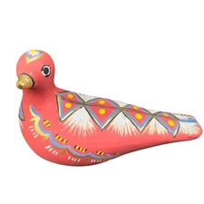 Mexican Pottery Hand Made Tonala Dove Bird Hand Painted Figurine Decorative Bird