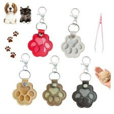 5 Pcs Pet hair keychain, Leather Paw Keychain with Hair Storage for Dog  Cat