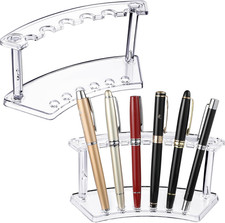 2 Pieces Plastic Pen Holder Stand Display Rack 6-Slot Pen Makeup Brush Rack Orga