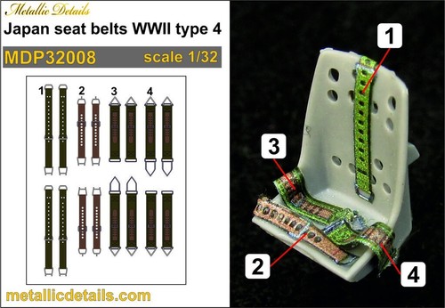 3D Decals Japan seat belts WWII type 4 Scale 1:32 for Scale Model Kit MDP32008 - Picture 2 of 2