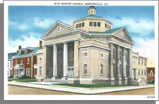47089: Baptist Church, Martinsville Virginia - Vintage 1940s Linen Postcard!