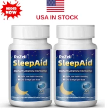 RXZELL Sleep Aid, Diphenhydramine HCl 50mg, 220 Softgels Fall Asleep Faster 2pcs