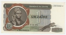 Zaire Congo 1 Zaire 27-10-1976 Pick 18.a UNC Uncirculated Banknote