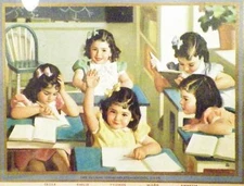 Dionne Quints School Days Calendar Quintuplets 1940 Silver Frame As Is