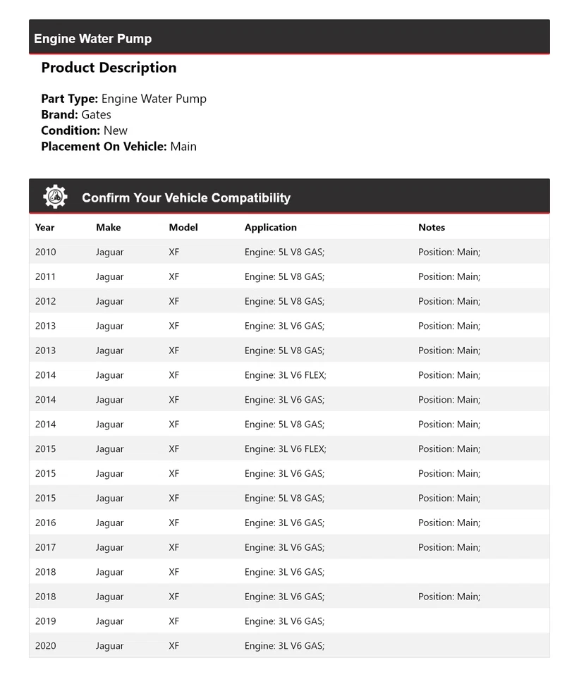 Ворота водяного насоса для двигателя Jaguar XF 2010-2020 годов выпуска 2011 2012 2013 2014 2015 2016 годов выпуска - Изображение 2 из 4
