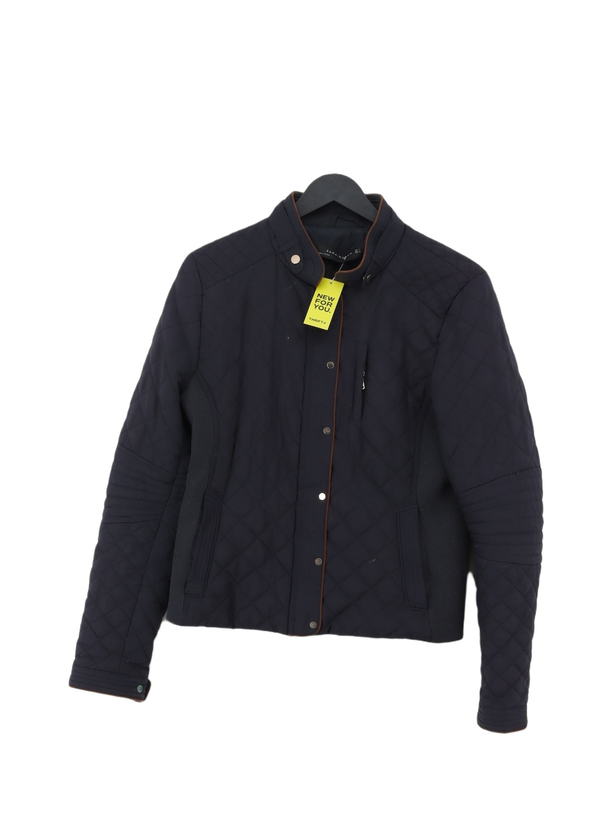 Zara Women's Coat L Blue Polyester with Acrylic Quilted