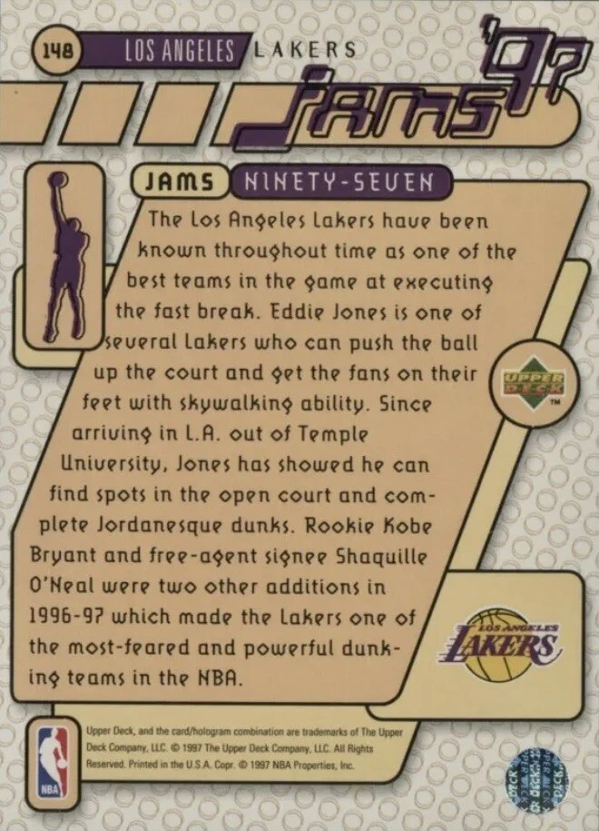 1997-98 Upper Deck JAMS 97 #148 Eddie Jones Los Angeles Lakers PSA 10 GEM MINT - Image 4 of 4