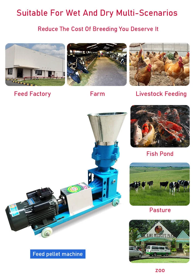 Máquina de pellets 4KW 150 molino pez buey pollo pato paloma caballo alimentación negociable Foto 2 de 4