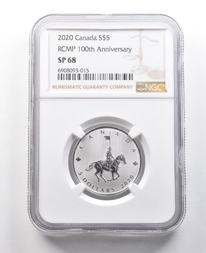 2020 Canada 5 Dollars Silver RCMP 100th Anniversary SP68 NGC *8396