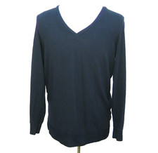 LUCKY BRAND Men's Size Medium Navy Blue V-Neck Long Sleeve Sweater Viscose Top