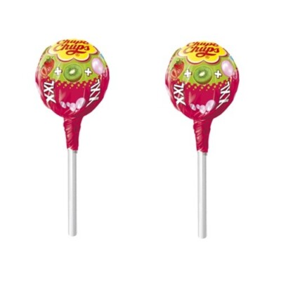 904196 2 X CHUPA CHUPS XXL TRIO 3 IN 1 WITH BUBBLE GUM INDIVIDUAL LOLLIPOP LOLLY