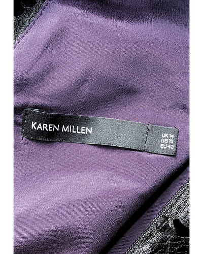 KAREN MILLEN • AU 12 Lace & Satin Black Purple Dress UK 14 / EU 42 - Picture 2 of 10
