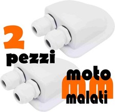 Passacavo Solare Doppio IP68 Tetto Camper Barca Roulotte 2 Vie Bianco ABS