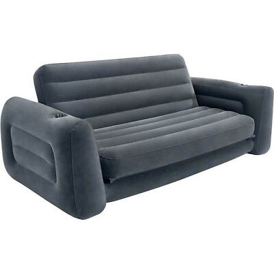 Intex Pull-Out Inflatable Bed QUEEN SOFA FUTON 66552EP Sleep Apartment House NEW