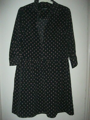 NEXT PETITE BLACK BUTTON FRONT POLYESTER SHIRT DRESS. Size 8.  