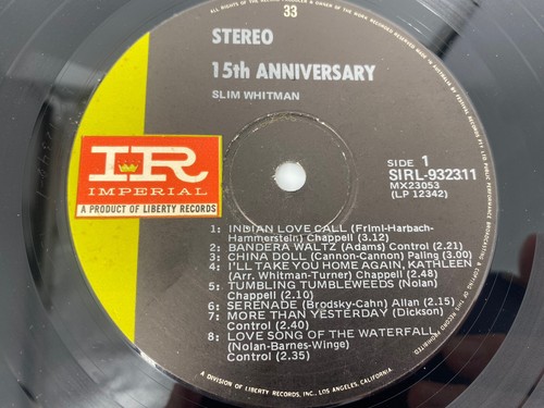 Slim Whitman 15th Anniversary Lp Album Record Special Collectors Edition - Picture 3 of 6