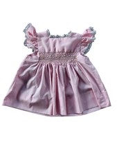 Vintage Early 1990s Pink Smocked Floral Lace Dress 0-3 Months