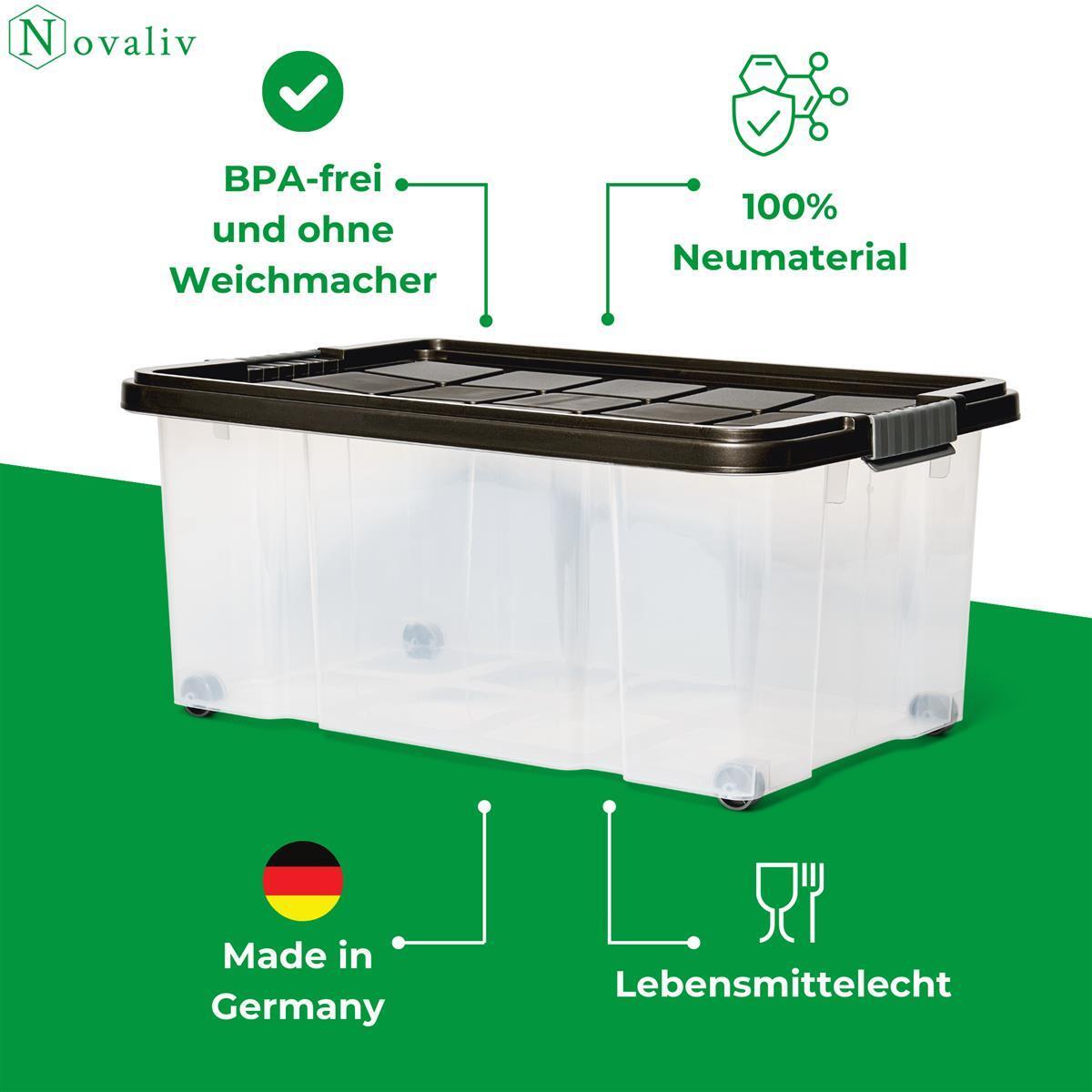 Novaliv Aufbewahrungsbox 1x Aufbewahrungsbox, 1x Deckel, 4x
