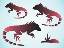  3 Iguana Stripe Lizard Stencil Tropical Desert Mexico DIY Craft Signs Joanie