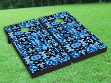 Blue camouflage Cornhole Board Wrap LAMINATED Wraps Decals Vinyl skin 09-3