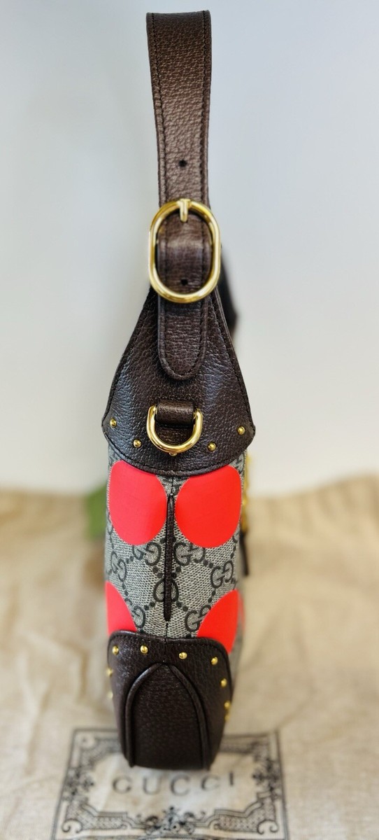 GUCCI JACKIE 1961 GG Supreme Studded Shoulder Bag Canvas w